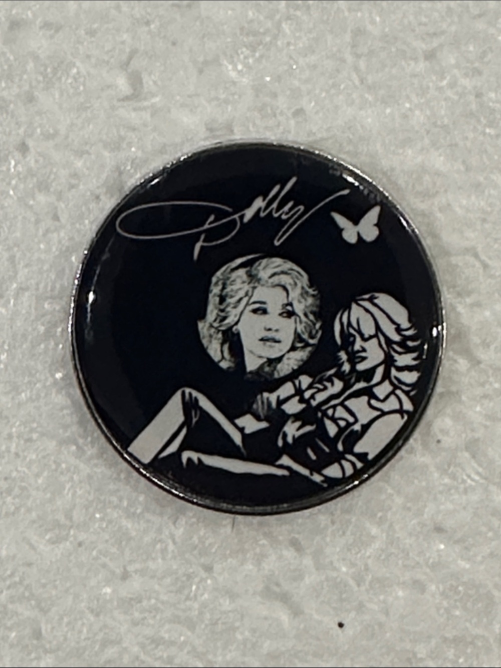 Black Dolly Parton Enamel Pin - Signature Design